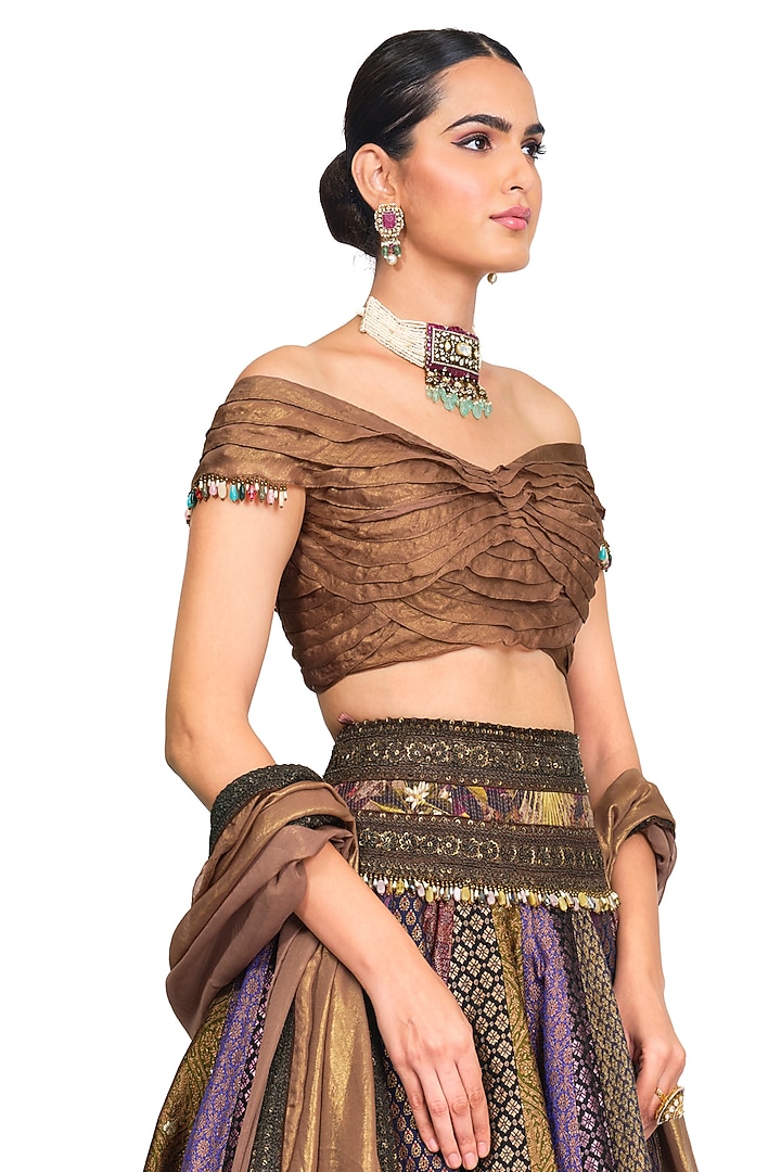 Multi-Coloured Brocade Bridal Lehenga Set by Rocky Star at Pernia's Pop Up Shop