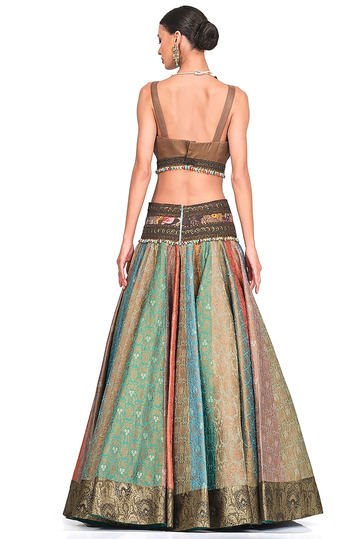 Multi-Colored Brocade Embroidered Bridal Lehenga Set by Rocky Star at Pernia's Pop Up Shop