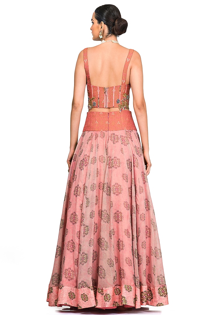 Pink Organza Wedding Lehenga Set by Rocky Star at Pernia's Pop Up Shop