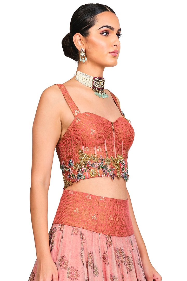 Pink Organza Wedding Lehenga Set by Rocky Star at Pernia's Pop Up Shop