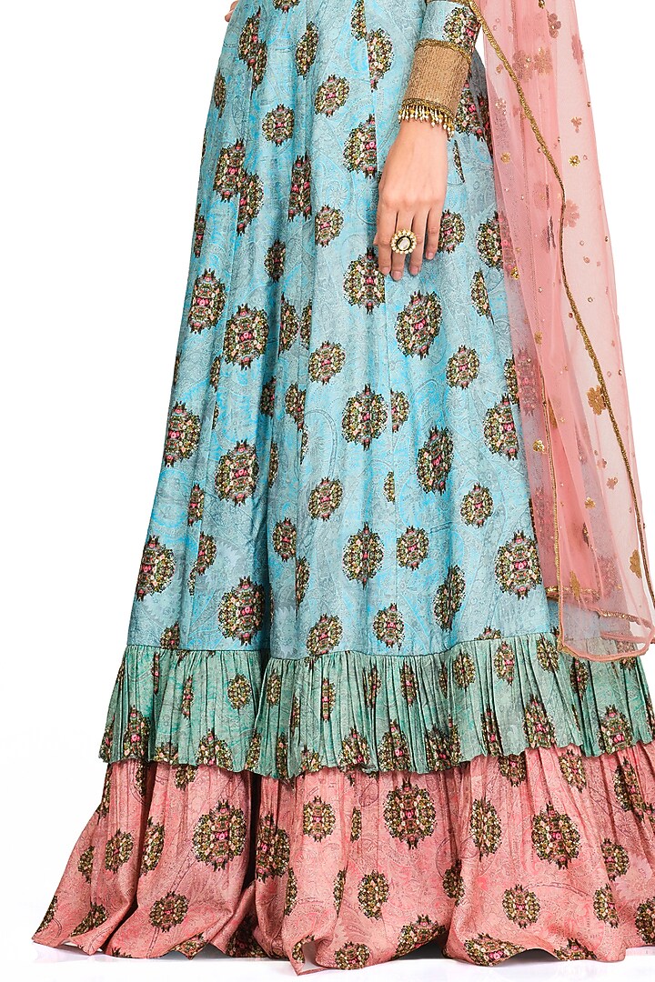 Powder Blue Printed Wedding Lehenga Set by Rocky Star at Pernia's Pop Up Shop
