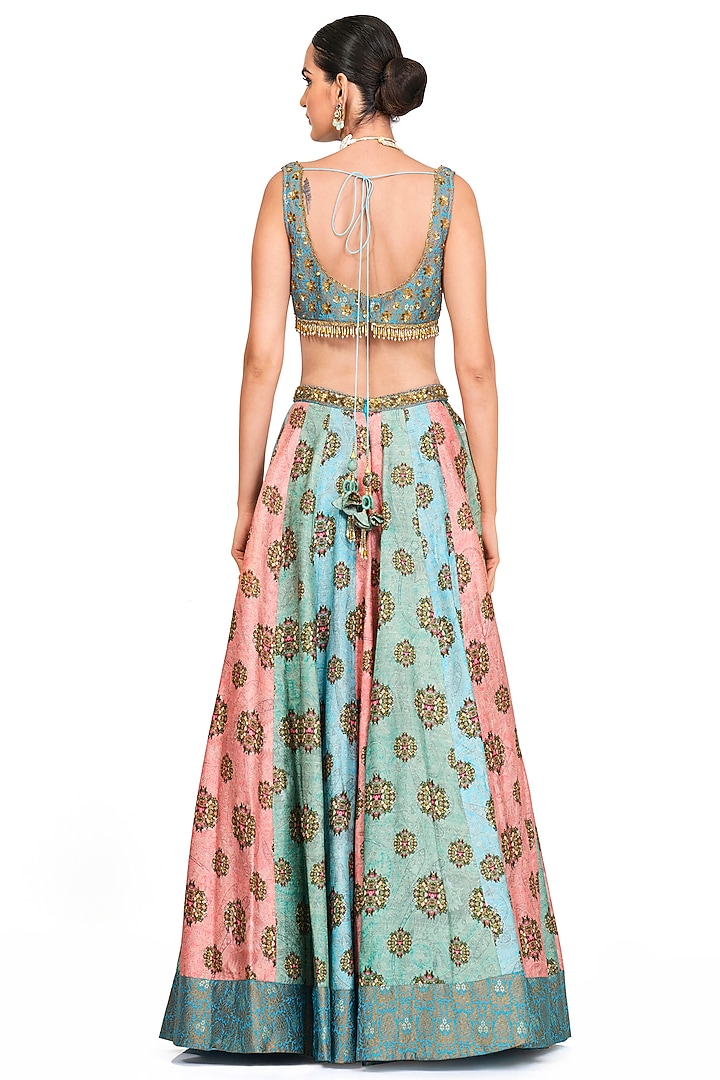 Multi-Coloured Silk Wedding Lehenga Set by Rocky Star at Pernia's Pop Up Shop