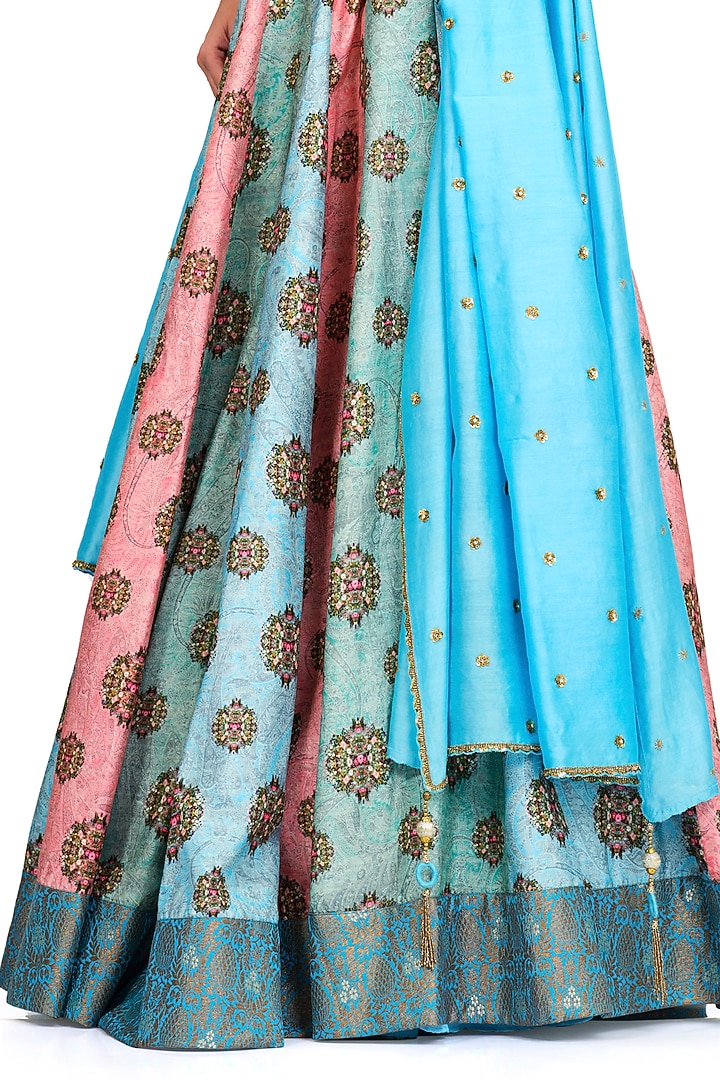 Multi-Coloured Silk Wedding Lehenga Set by Rocky Star at Pernia's Pop Up Shop