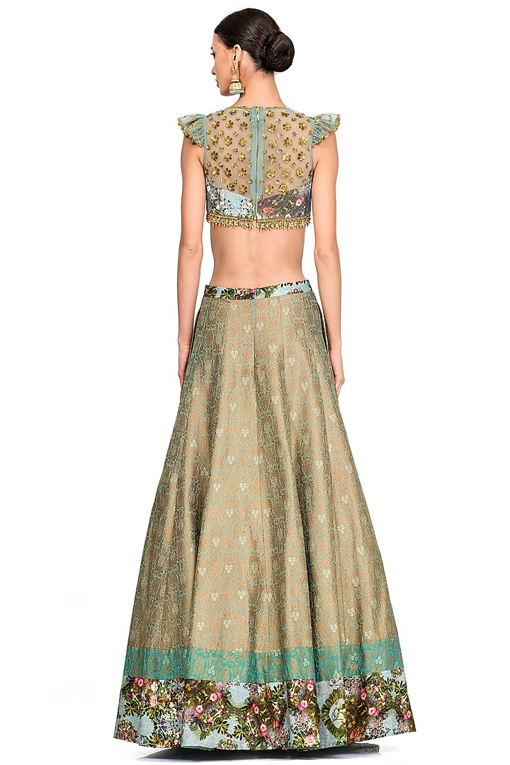 Multi-Coloured Floral Printed Wedding Lehenga Set by Rocky Star at Pernia's Pop Up Shop