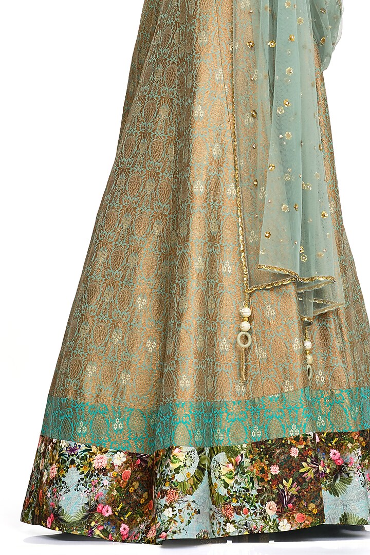 Multi-Coloured Floral Printed Wedding Lehenga Set by Rocky Star at Pernia's Pop Up Shop