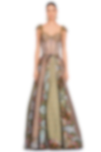 Grey Floral Printed Wedding Lehenga Set by Rocky Star at Pernia's Pop Up Shop