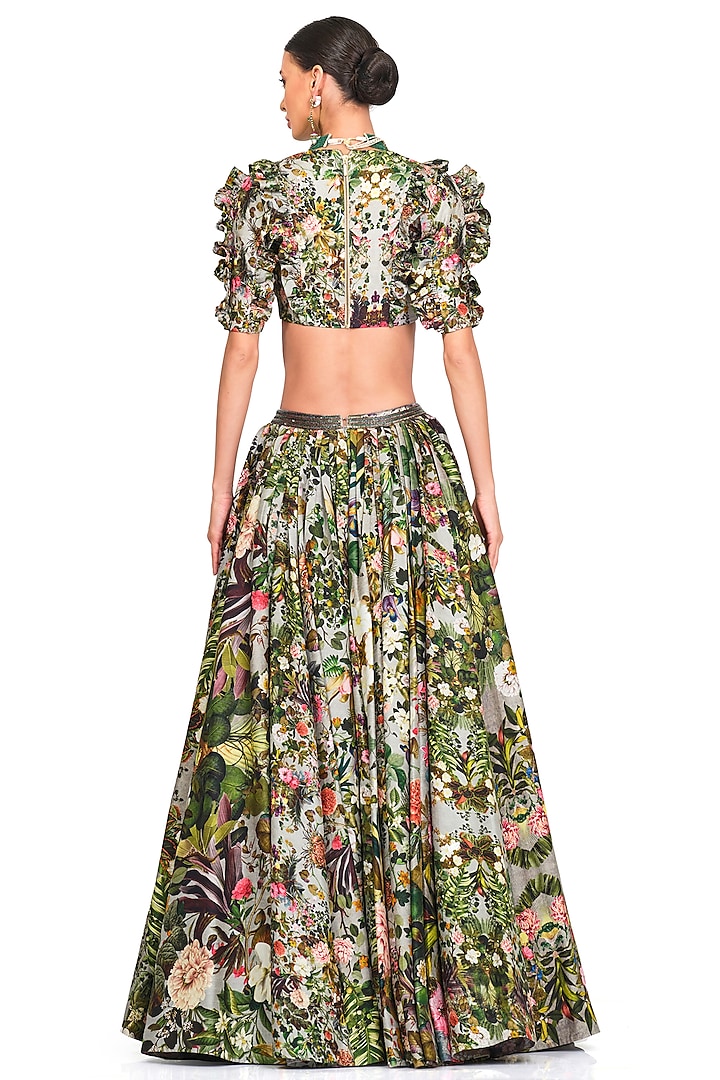 Multi-Coloured Digital Printed Wedding Lehenga Set by Rocky Star at Pernia's Pop Up Shop