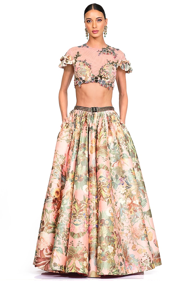 Multi-Coloured Embroidered Wedding Lehenga Set by Rocky Star at Pernia's Pop Up Shop