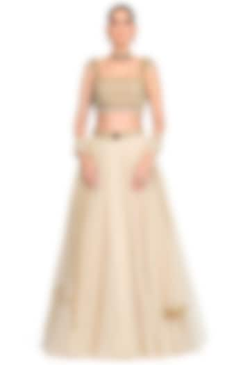 Beige Net Wedding Lehenga Set by Rocky Star at Pernia's Pop Up Shop