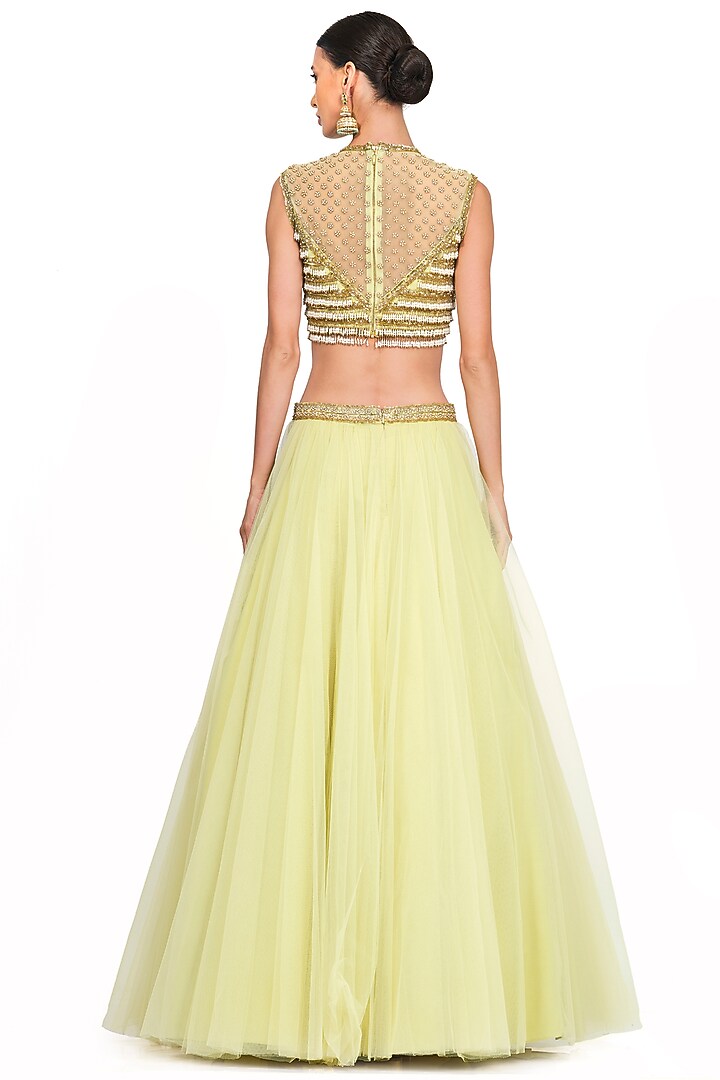 Lime Yellow Net Wedding Lehenga Set by Rocky Star at Pernia's Pop Up Shop