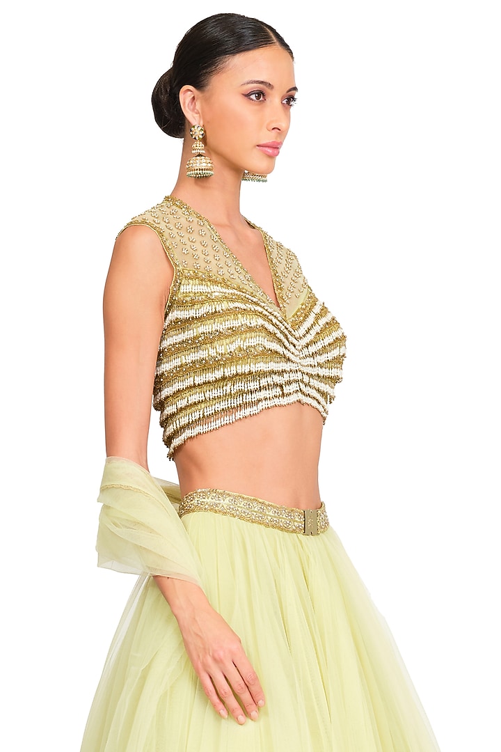 Lime Yellow Net Wedding Lehenga Set by Rocky Star at Pernia's Pop Up Shop