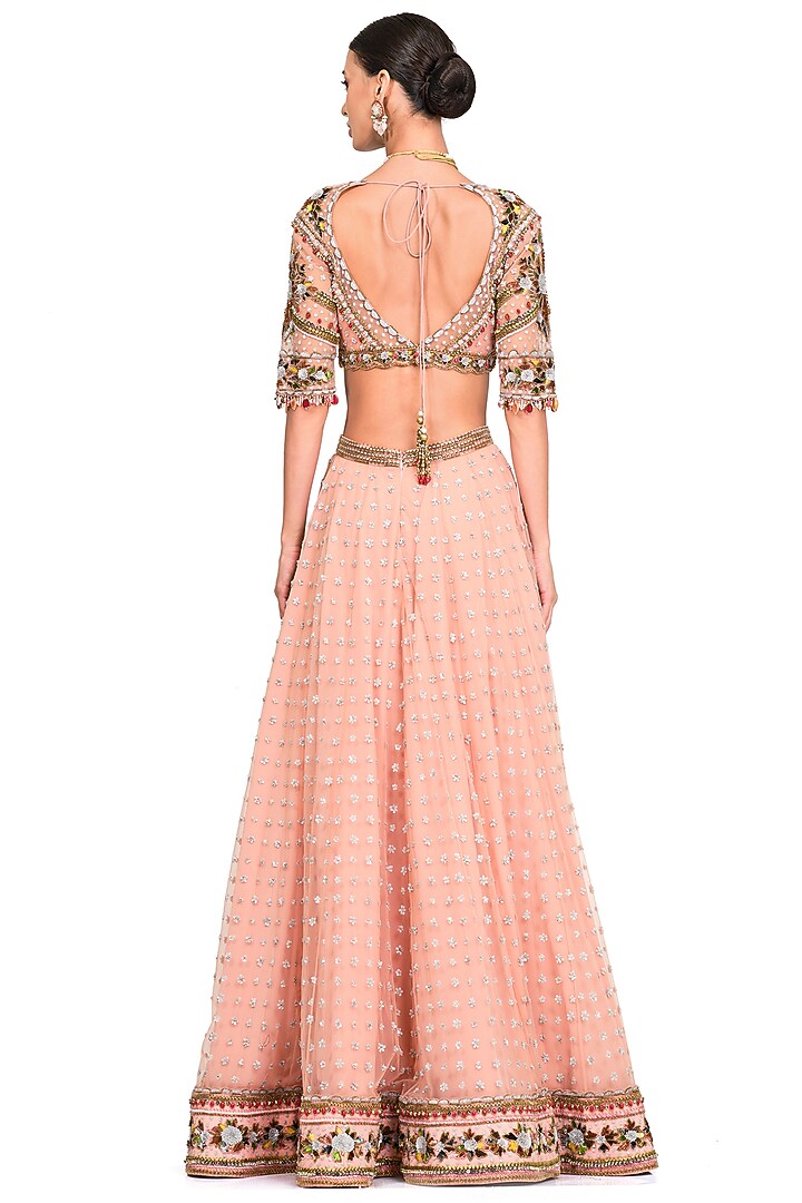 Baby Pink Embroidered Bridal Lehenga Set by Rocky Star at Pernia's Pop Up Shop