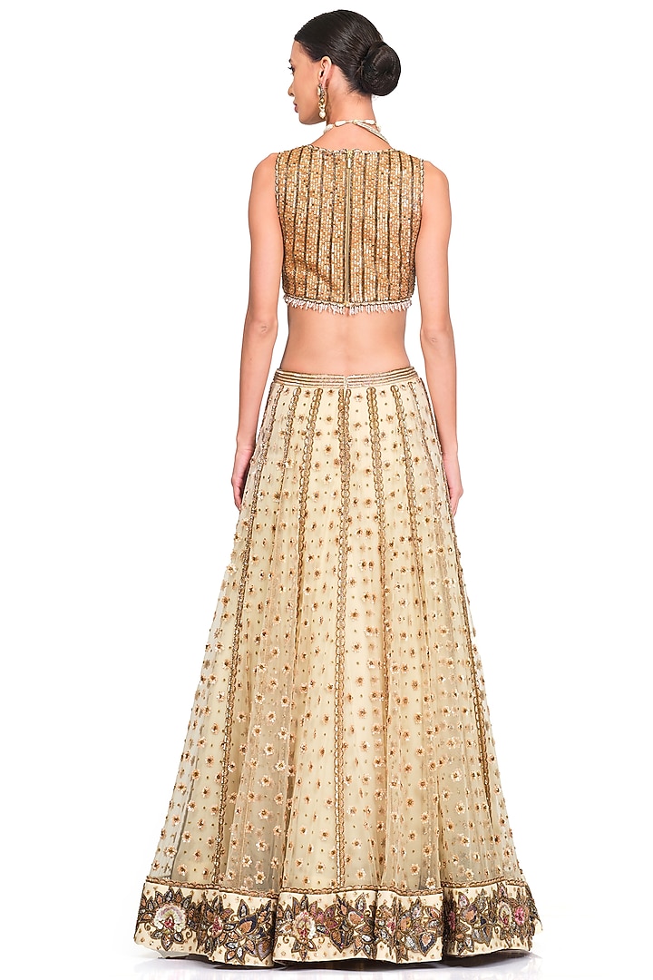 Ivory Embroidered Bridal Lehenga Set by Rocky Star at Pernia's Pop Up Shop