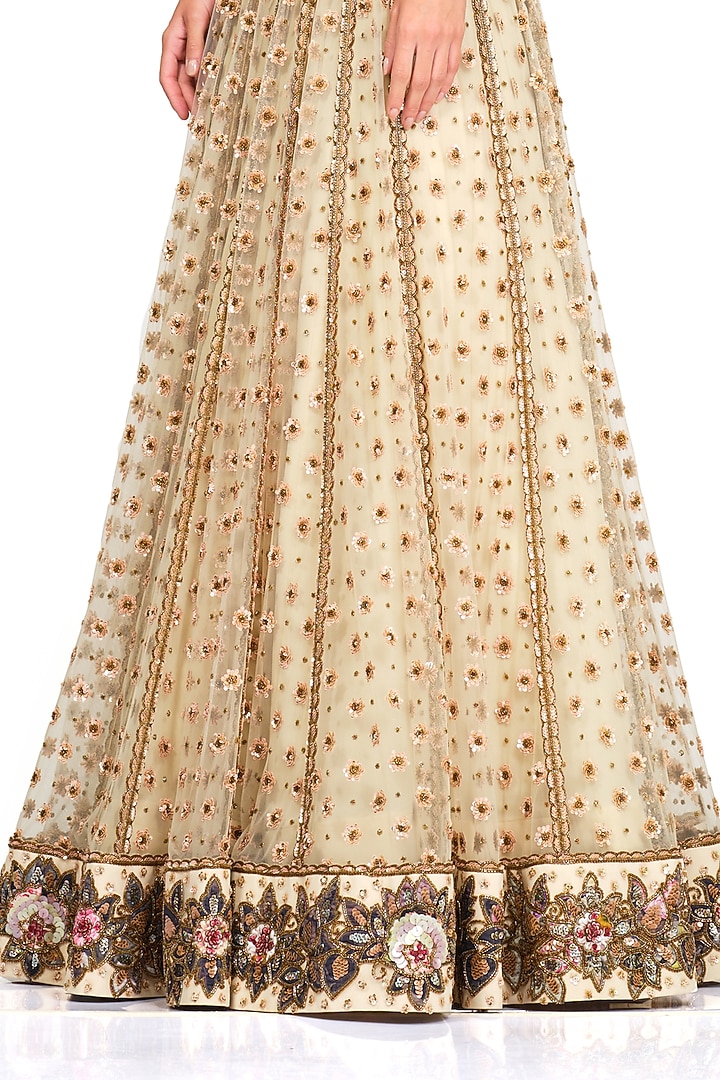 Ivory Embroidered Bridal Lehenga Set by Rocky Star at Pernia's Pop Up Shop