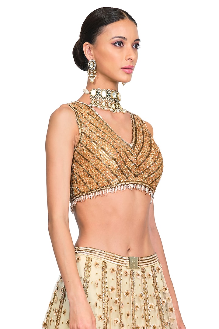 Ivory Embroidered Bridal Lehenga Set by Rocky Star at Pernia's Pop Up Shop
