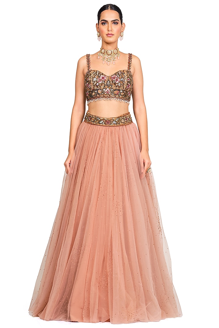 Rose Pink Embroidered Wedding Lehenga Set by Rocky Star at Pernia's Pop Up Shop