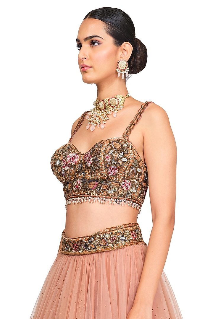 Rose Pink Embroidered Wedding Lehenga Set by Rocky Star at Pernia's Pop Up Shop
