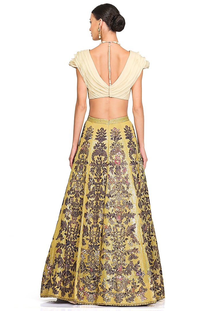 Yellow Embroidered Bridal Lehenga Set by Rocky Star at Pernia's Pop Up Shop