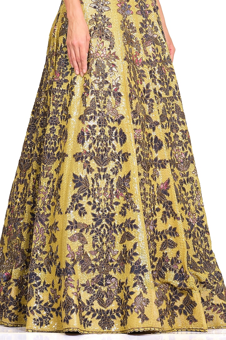 Yellow Embroidered Bridal Lehenga Set by Rocky Star at Pernia's Pop Up Shop