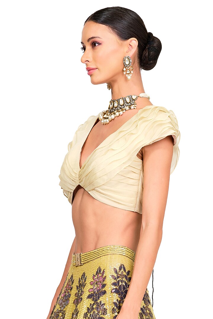 Yellow Embroidered Bridal Lehenga Set by Rocky Star at Pernia's Pop Up Shop
