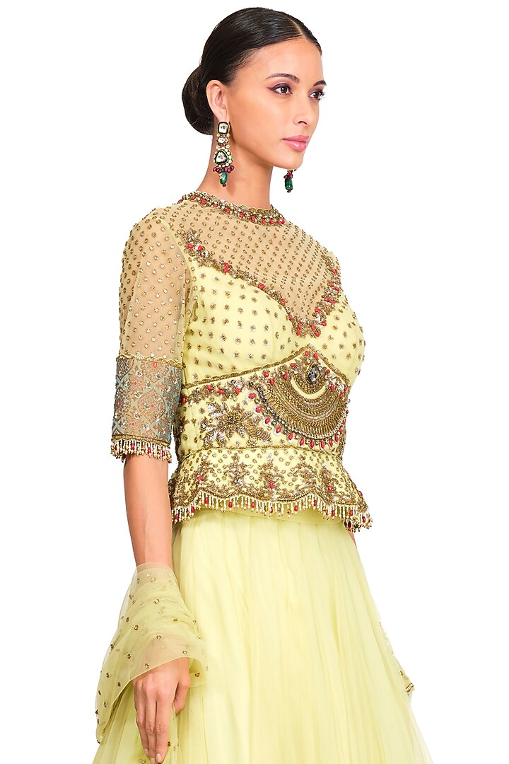 Yellow Net Wedding Lehenga Set by Rocky Star at Pernia's Pop Up Shop