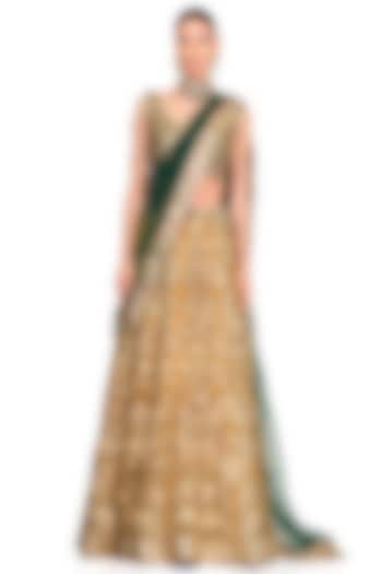 Gold Embroidered Lehenga Set by Rocky Star