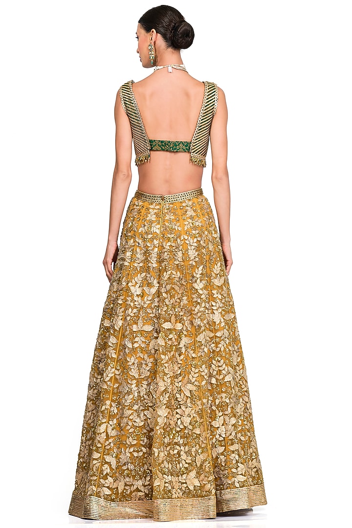 Gold Embroidered Bridal Lehenga Set by Rocky Star at Pernia's Pop Up Shop