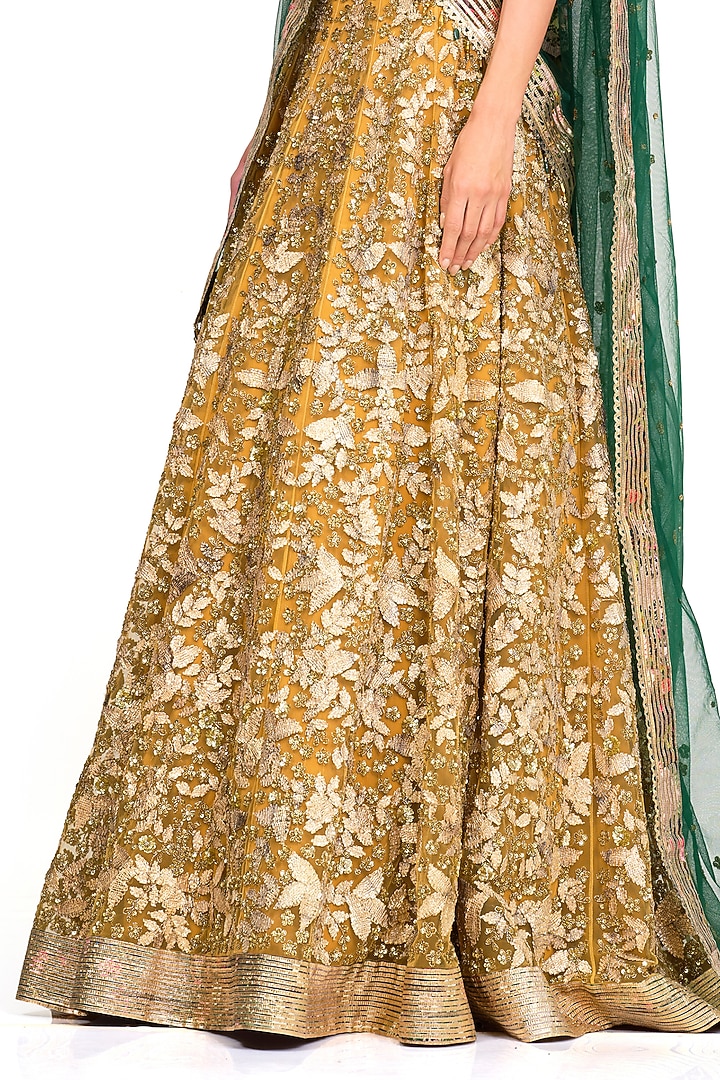 Gold Embroidered Bridal Lehenga Set by Rocky Star at Pernia's Pop Up Shop