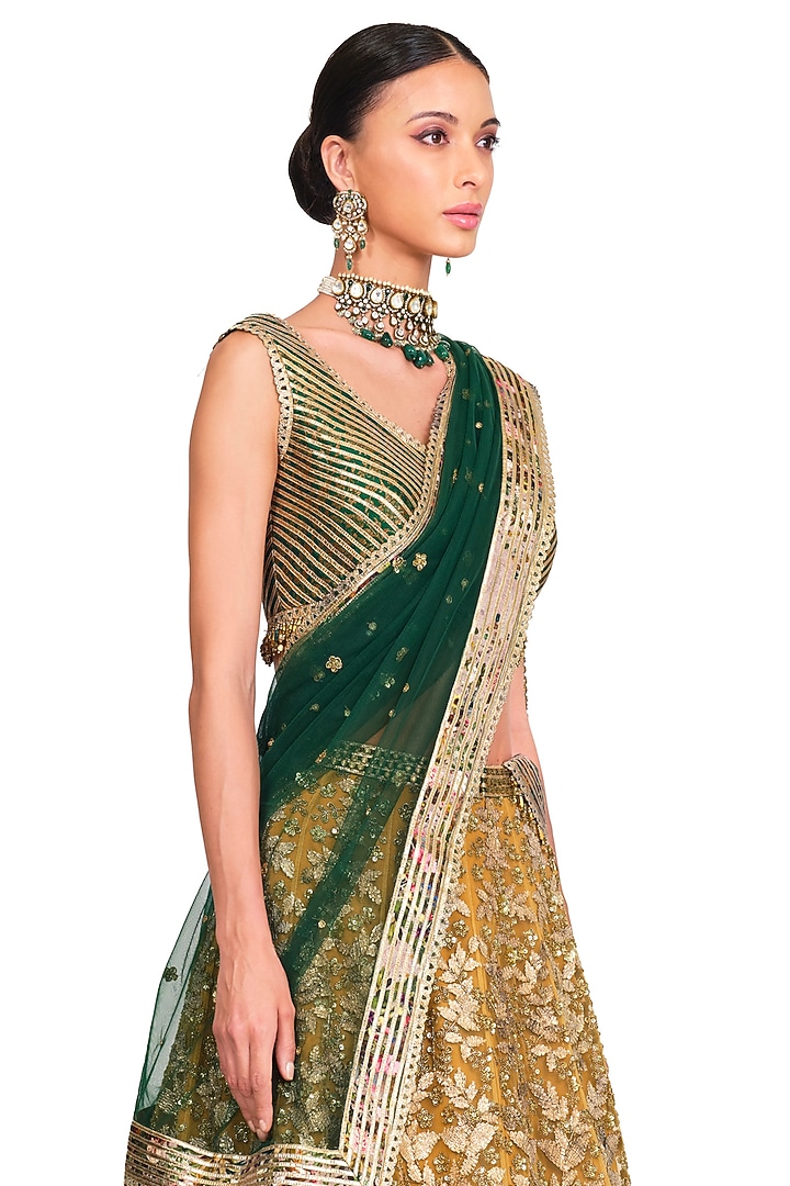 Gold Embroidered Bridal Lehenga Set by Rocky Star at Pernia's Pop Up Shop