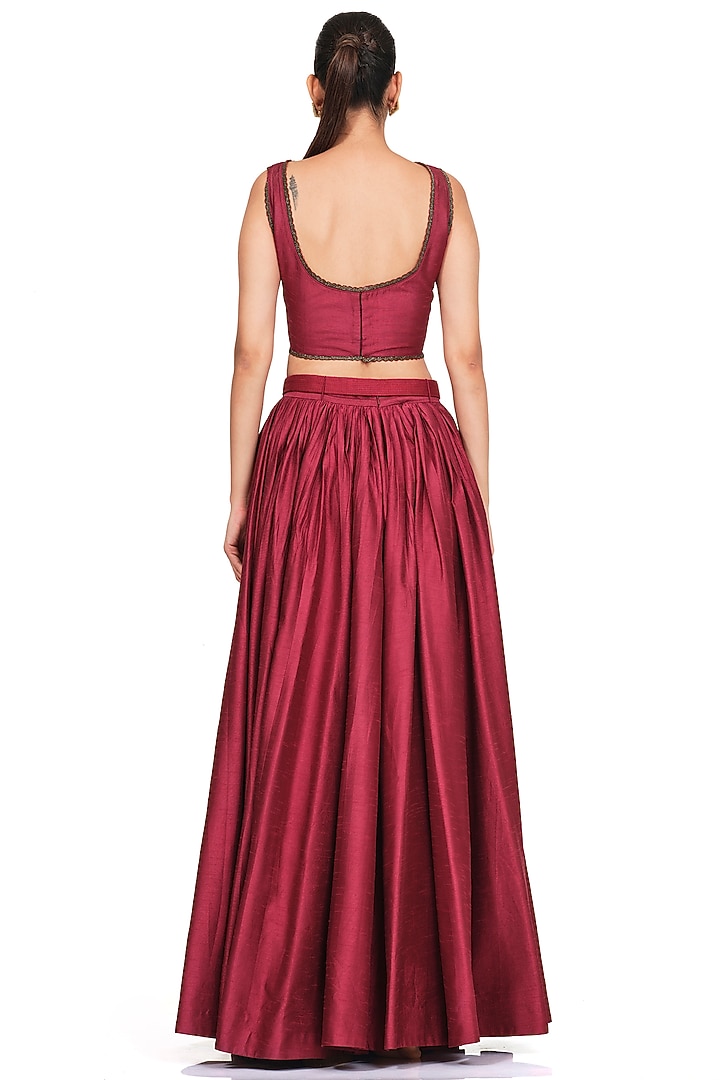 Maroon Embroidered Wedding Lehenga Set by Rocky Star at Pernia's Pop Up Shop