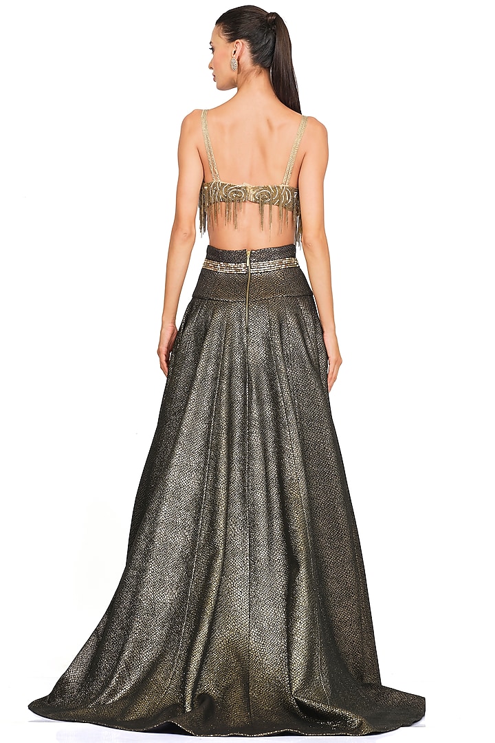 Antique Gold Embellished Wedding Lehenga Set by Rocky Star at Pernia's Pop Up Shop
