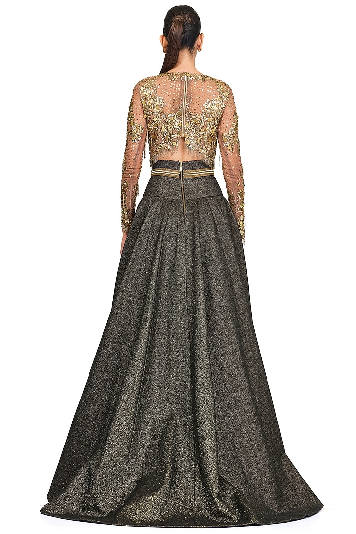 Antique Gold Embroidered Wedding Lehenga Set by Rocky Star at Pernia's Pop Up Shop