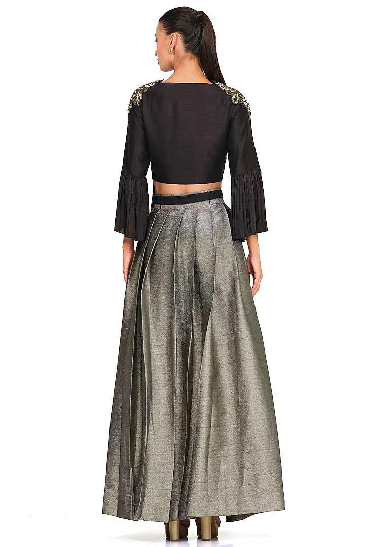 Gold Silk Embroidered Wedding Lehenga Set by Rocky Star at Pernia's Pop Up Shop