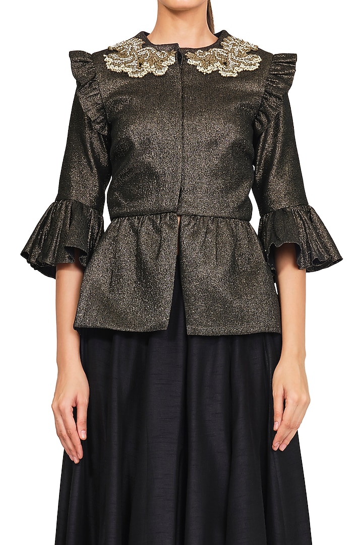 Black Embroidered Jacket Wedding Lehenga Set by Rocky Star at Pernia's Pop Up Shop
