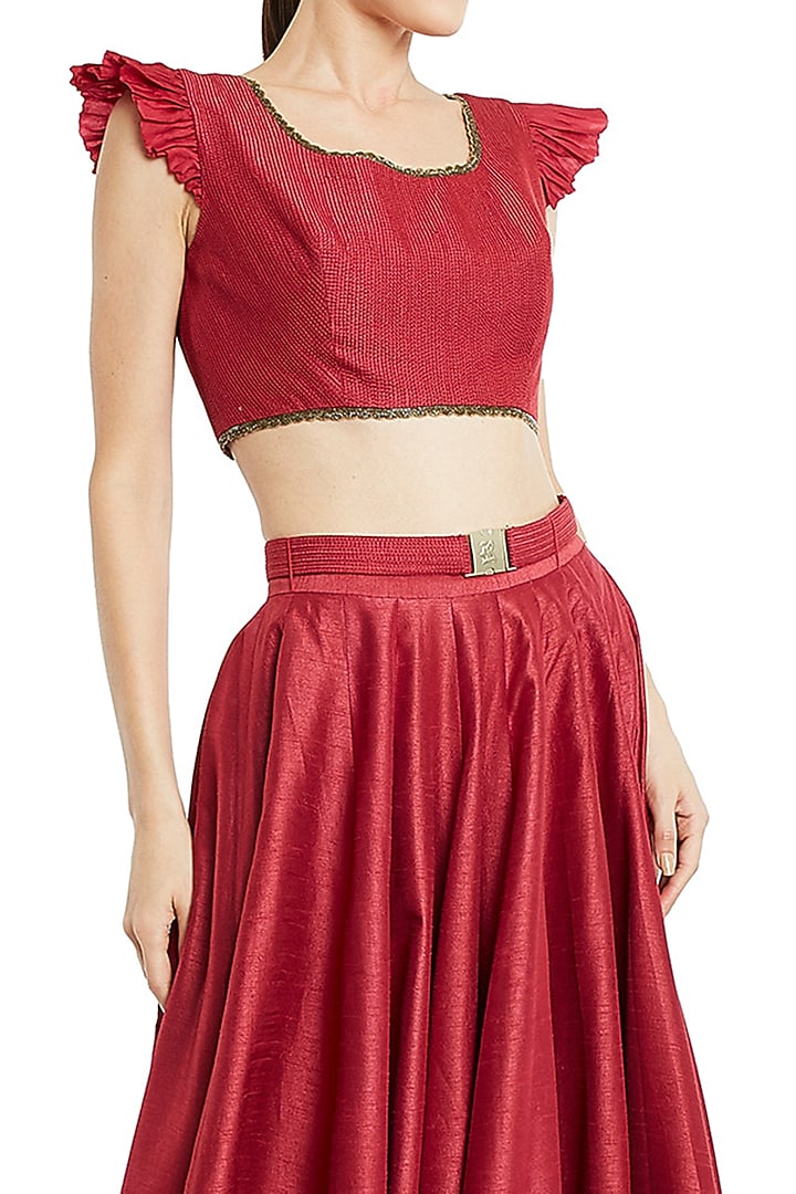 Red Embroidered Wedding Lehenga Set by Rocky Star at Pernia's Pop Up Shop