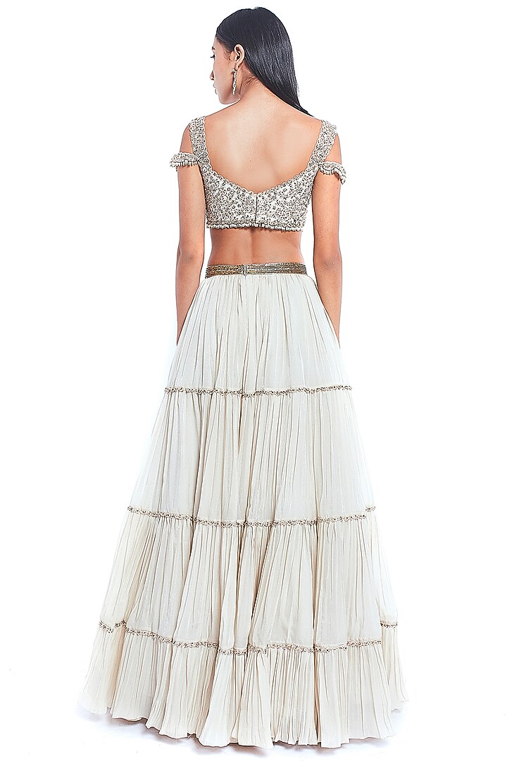 Ivory Silk Embroidered Wedding Lehenga Set by Rocky Star at Pernia's Pop Up Shop