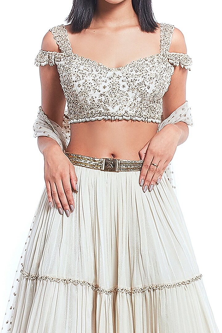 Ivory Silk Embroidered Wedding Lehenga Set by Rocky Star at Pernia's Pop Up Shop