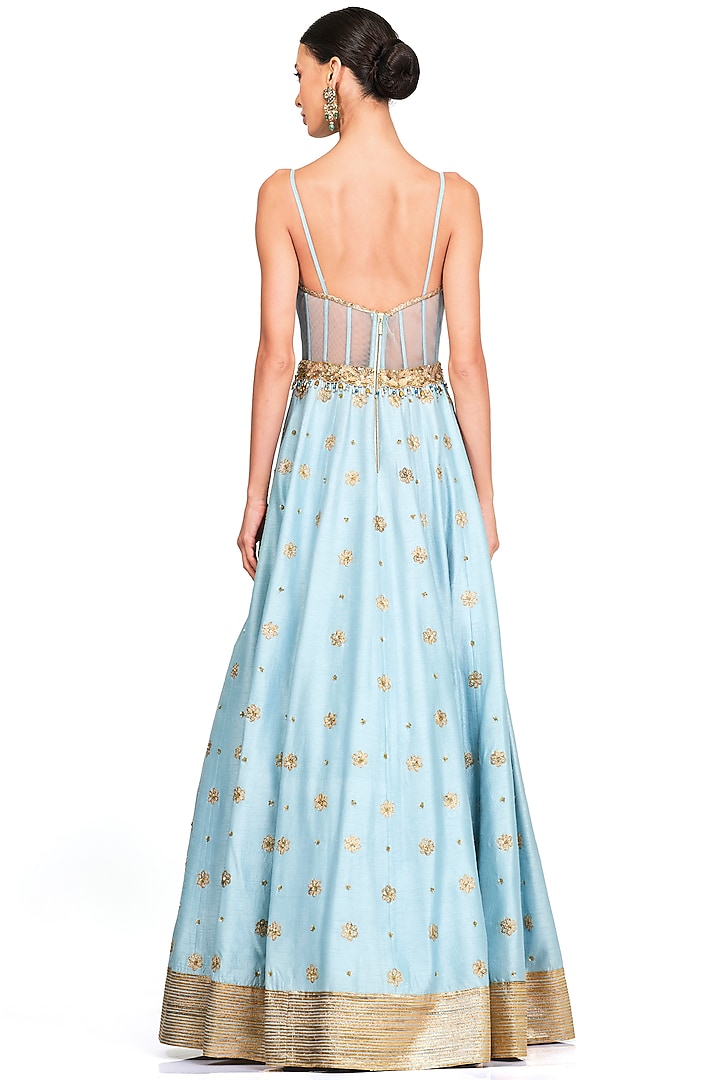 Powder Blue Embroidered Wedding Gown by Rocky Star at Pernia's Pop Up Shop
