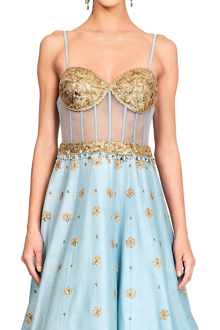 Powder Blue Embroidered Wedding Gown by Rocky Star at Pernia's Pop Up Shop