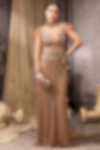 Nude Net Sequins Hand Embellished Bridal Gown by Rocky Star at Pernia's Pop Up Shop