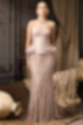 Pink Raw Silk & Net Hand Embroidered Bridal Lehenga Set by Rocky Star at Pernia's Pop Up Shop