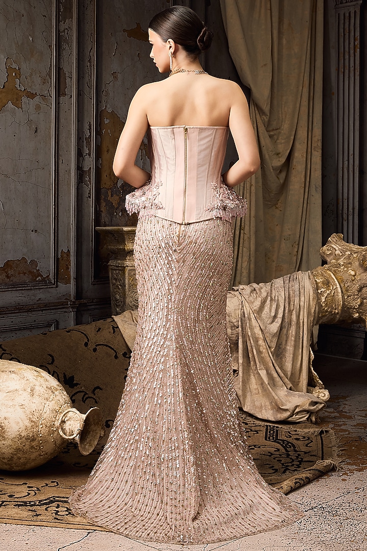 Pink Raw Silk & Net Hand Embroidered Bridal Lehenga Set by Rocky Star at Pernia's Pop Up Shop