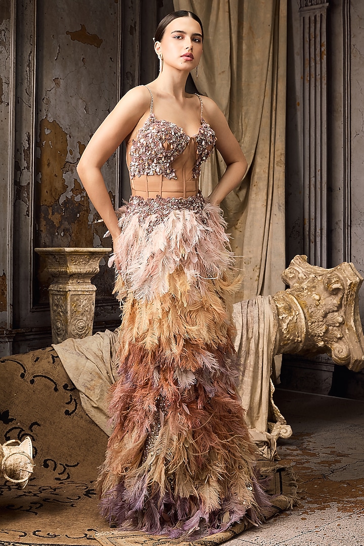 Multi-Colored Net Bridal Lehenga Set by Rocky Star at Pernia's Pop Up Shop