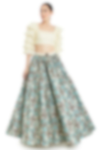 Ivory & Multi Colored Skirt Set by Rocky Star