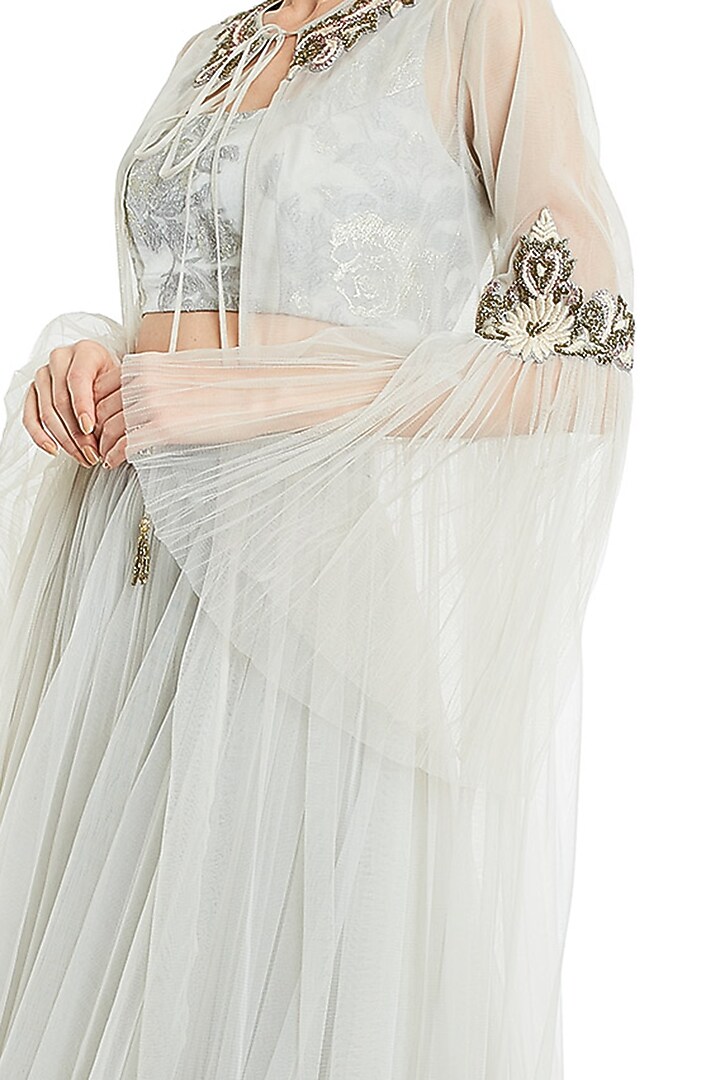 Grey Embroidered Cape Set by Rocky Star at Pernia's Pop Up Shop