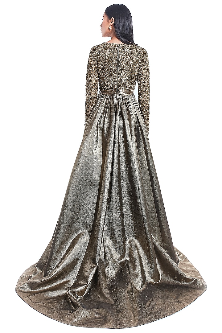 Gold Hand Embroidered Gown by Rocky Star at Pernia's Pop Up Shop