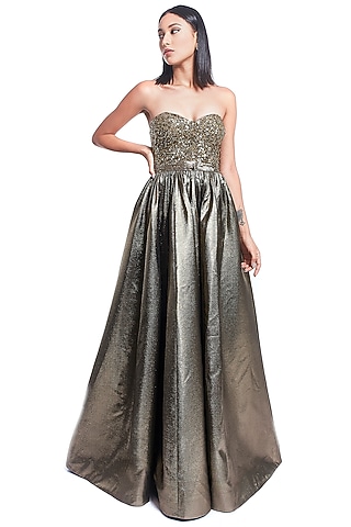 Gold Embroidered Gown by Rocky Star