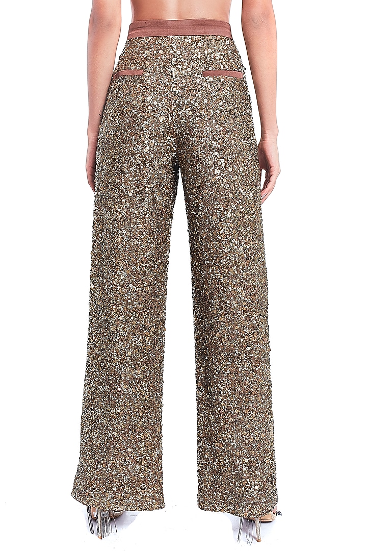 Gold Sequins Embroidered Pants by Rocky Star at Pernia's Pop Up Shop