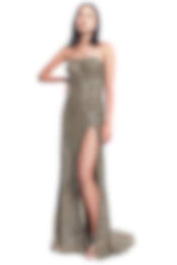 Gold Sequins Embroidered Tube Gown by Rocky Star at Pernia's Pop Up Shop