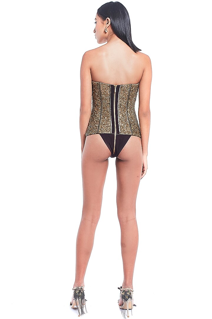 Gold Sequins Embroidered Bodysuit by Rocky Star at Pernia's Pop Up Shop